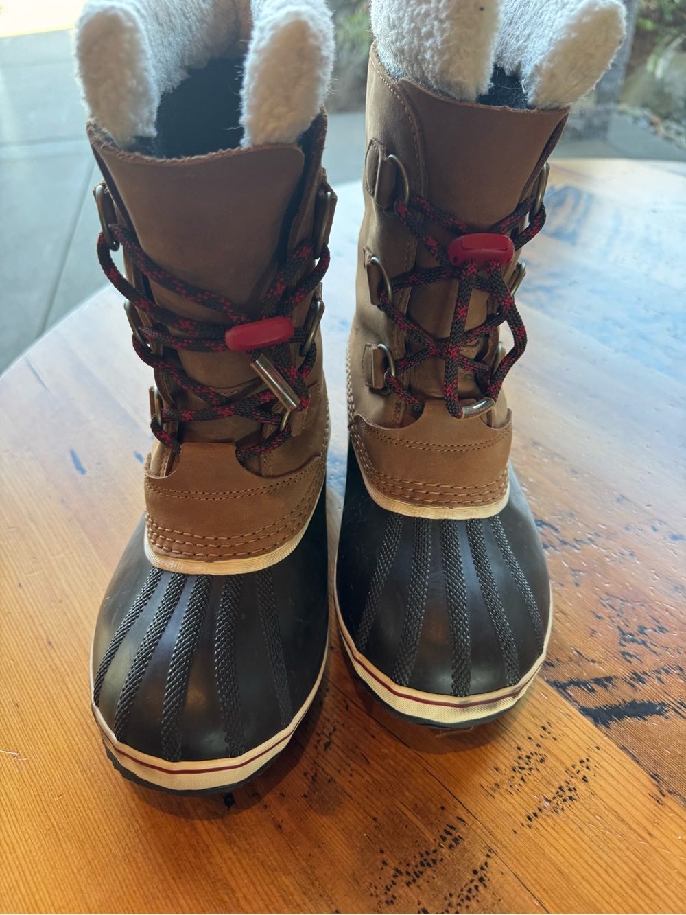 Sorel Waterproof Leather Duck Snow Boots Brown Fleece Lined Women’s Size 6